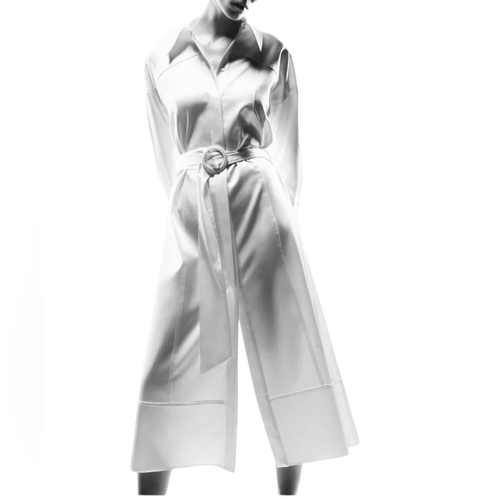 NWT Zara Satin Effect Shirt Midi Dress
